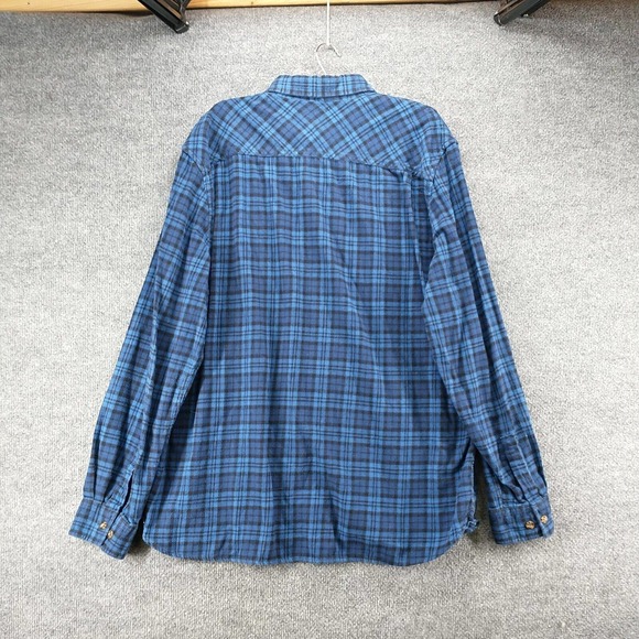 Boston Traders Men's Flannel Button-Down Shirt Blue Black XXL Plaid 100% Cotton - Picture 5 of 12